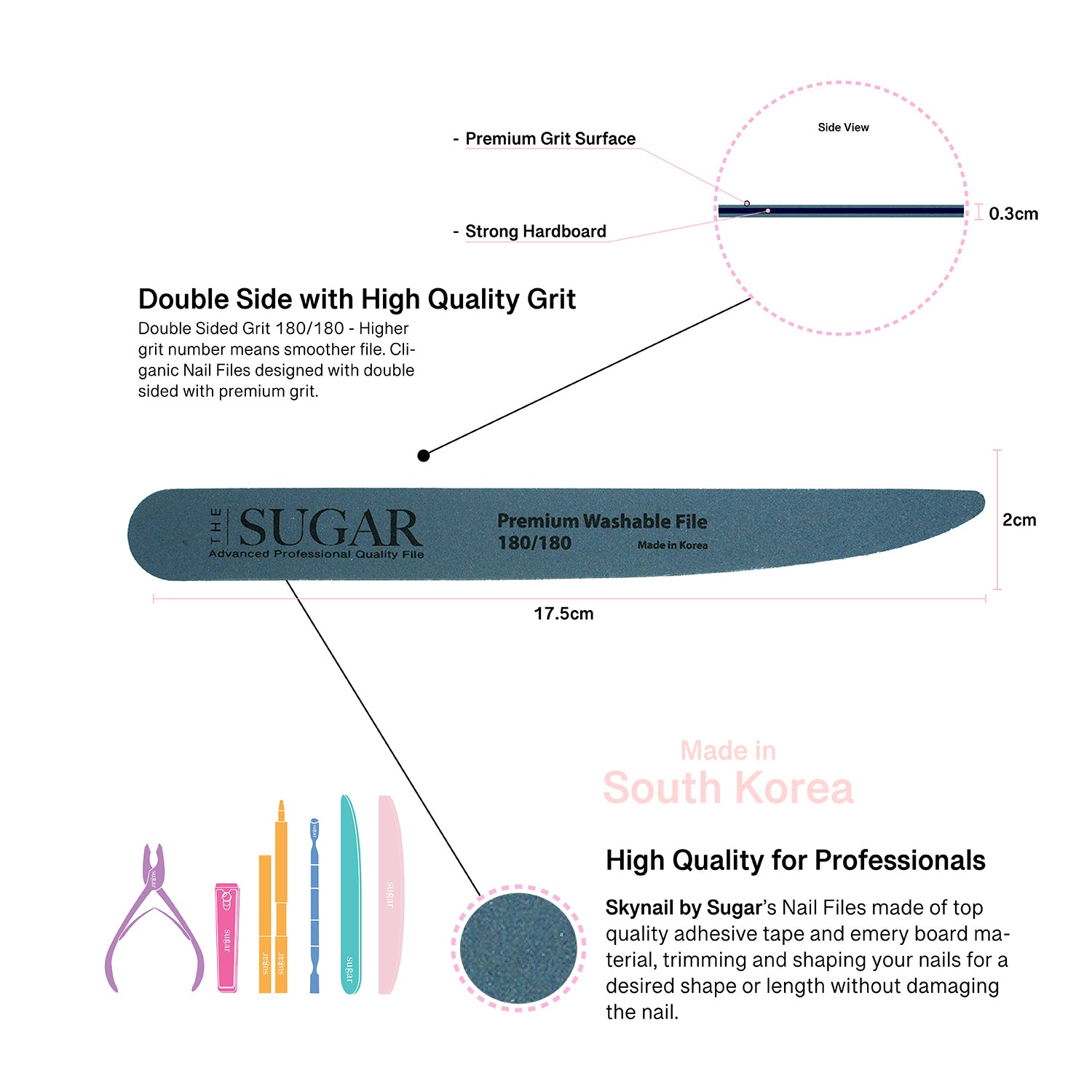 3 in 1 Set Double Side Nail Files 100, 150, 180 nail file.